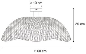 Art Deco stropné svietidlo čierne bambusové 60 cm - Alka