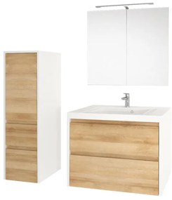 Mereo Mereo, Opto, kúpeľňová skrinka s umývadlom z liatého mramoru, 121 cm, biela, dub, biela/dub, čierna, MER-CN913M