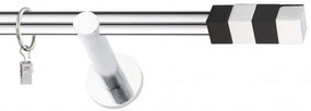 Dekorstudio Chrómová jednoradová garniža čierny MAGNUM 19mm Dĺžka: 320cm, Typ uchytenia: Držiak modern, Typ príslušenstva: Krúžky tiché so štipcami