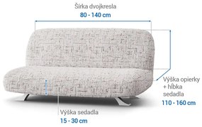 Bielastické poťahy VITTORIA smotanová dvojkreslo s drevenými rúčkami (š. 80 -140 cm)