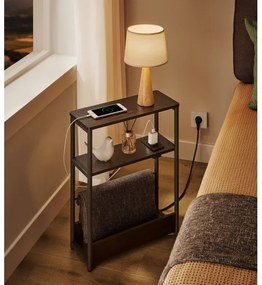 Odkladací stolík ROD s vstavanou zásuvkou a USB portami, čierny