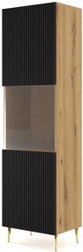 Vitrína 1DS Rowanna (dub artisan + čierna + zlatá). Akcia -19%. Vlastná spoľahlivá doprava až k Vám domov. 1125022