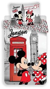 JERRY FABRICS -  JERRY FABRICS Obliečky Mickey a Minnie Londýn Telephone Bavlna, 140/200, 70/90 cm