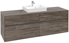 VILLEROY &amp; BOCH Collaro závesná skrinka pod umývadlo na dosku (umývadlo v strede), 4 zásuvky, 1600 x 500 x 548 mm, Stone Oak, C07700RK