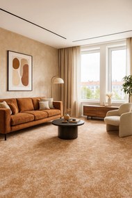 Condor Carpets, Metrážny koberec Serena 6632, na mieru, šíře 4m,5m, oranžová, filc, obývacia izba