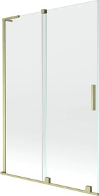 Mexen Velar L, 2-krídlová posuvná vaňová zástena 120 x 150 cm, 8mm číre sklo, zlatý matný profil, 896-120-003-01-55