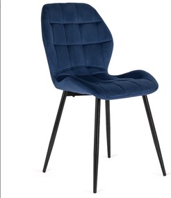 Sada stola CLARK 120-160 cm, čierny/biely lesk a 4 stoličiek LUCKY v námorníckej modrej farbe