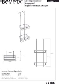 Bemeta Design CYTRO: Polička, do sprchy, závesná, lesk - 104702172
