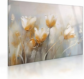 Sklenený obraz - Maľba tulipánov (70x50 cm)