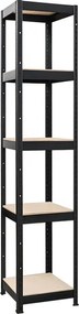 Regál 180x40x40 cm lakovaný 5-policový, nosnosť 875 kg - čierny