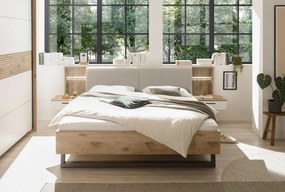 Posteľ s nočnými stolíkmi Daria 180x200 cm, dub/biela, s osvetlením