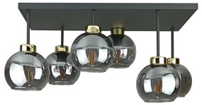 Prisadený luster NESSA 6xE27/60W/230V čierna/zlatá/dymová čierna