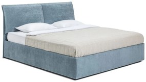 Modrá čalúnená dvojlôžková posteľ s úložným priestorom s matracom/s roštom 160x200 cm Thessa Pillow - Bonami Selection