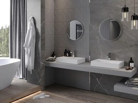 Mexen Loft okrúhle kúpeľňové zrkadlo 50 cm, rám inox - 9850-050-050-000-10
