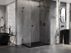 Mexen Lunar L, pravý výklopný sprchový kút 70 x 80 cm, číre sklo, čierny profil, 834L-070-080-70-00-P
