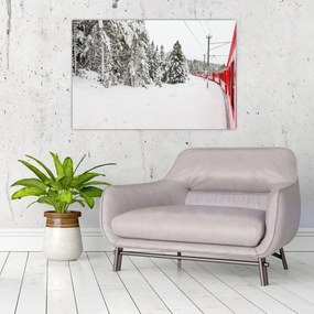 Obraz - Vlak v zasneženej krajine (90x60 cm)