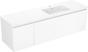 Mexen Orio, kúpeľňová skrinka 160 cm s pravým umývadlom Otis, 1S, 1D, biela matná, 91A13-16047-3-BBFF01-W18P01