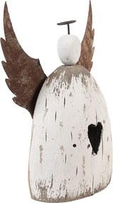 Dekorácia drevená figúrka anjel so srdiečkom Angel Rustic L - 19*6*21 cm