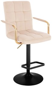 LuxuryForm DESIGN Barová stolička VERONA GOLD VELUR na čiernom tanieri - krémová