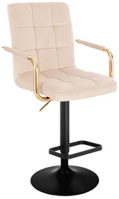 LuxuryForm DESIGN Barová stolička VERONA GOLD VELUR na čiernom tanieri - krémová
