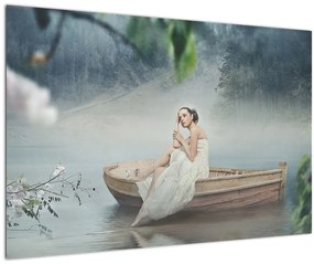 Obraz - Žena na loďke (90x60 cm)