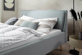 Čalúnená posteľ deria s úložným priestorom 160 x 200 cm svetlomodrá MUZZA
