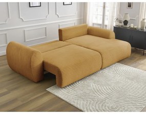 Menčestrová rozkladacia rohová pohovka v horčicovej farbe (pravý roh) Lucien – Bobochic Paris