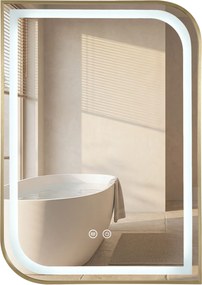 Rea Zone, LED zrkadlo, 50x70 cm, zlatá matná, HOM-00303