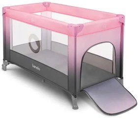 Lionelo - Cestovná postieľka STEFI ružová/šedá