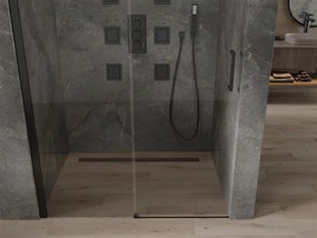 Mexen OMEGA posuvné sprchové dvere do otvoru 150 cm, čierna-transparentná, 825-150-000-70-00