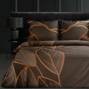 EUROFIRANY Súprava posteľnej bielizne s potlačou z makosatínu 160 cm x 200 cm hnedá 100% bavlnený satén