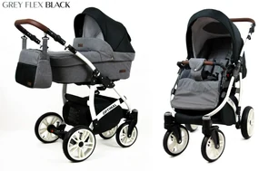 Kombinovaný kočík Raf-pol Optimal 2v1 - Grey flex black (2-kombinácia)