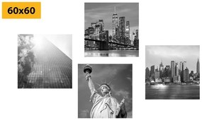Set obrazov čiernobiely New York - 4x 40x40