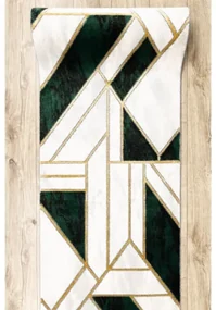 Behúň EMERALD exkluzívny 1015 glamour, marmur, geometrický zelený/zlatý