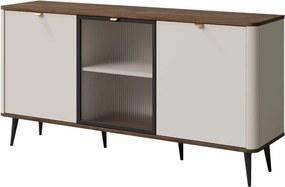 Komoda s vitrínou 160 cm Marly kašmír/orech