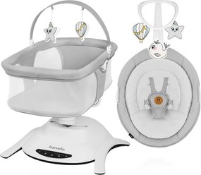 Lionelo - Detské húpacie lehátko s melódiou 2 v 1 BELLA Grey Concrete + diaľkové ovládanie