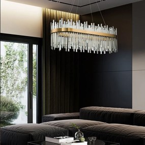 Toolight Toolight, LED krištáľové svietidlo 80x35 cm, APP1513-CP80, zlatá matná, OSW-03260