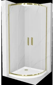 Mexen Rio polkruhová sprchová kabína 80 x 80 cm, transparentnéné, zlatá + závesný bidet Flat, biela- 863-080-080-50-00-4110G