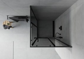Mexen Rio, štvorcový sprchovací kút s posuvnými dverami 70(dvere) x 70(dvere) x 190 cm, 6mm šedé sklo, čierny profil, 860-070-070-70-40