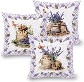 Sada 3 ks obliečok na vankúšiky LEVANDUĽA 45 x 45 cm
