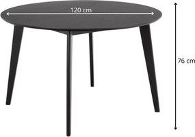 Okrúhly jedálenský stôl Roxby 120 cm čierny