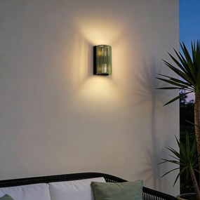 Japandi nástenné svietidlo zelené s čiernou IP44 - Jayla