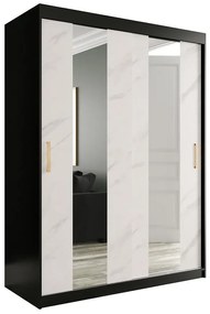 Skriňa Marmur Pole 150 čierna/mramor biely