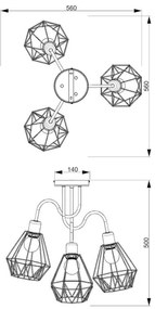 Prisadený luster BERGEN 3xE27/60W/230V