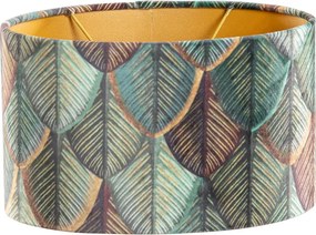 Zamatový tienidlo na lampu s dizajnom listov a zlatým vnútorným oválom 25/16/15