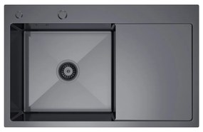 Erga HD, 1-komorový oceľový drez 780x490x210 mm, ľavý, grafitová, ERG-MLS-HD7849LB