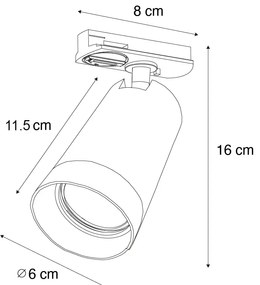 Moderné bodové svetlo s dymovým krúžkom pre 1-fázový koľajnicový systém GU10 50 mm - Iconic Jeana