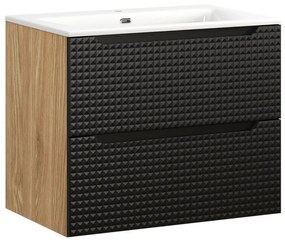 Závesná skrinka Luxor Black so zápustným umývadlom 70 cm čierna