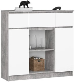 Komoda K100 2D 3SZ 2P betón / biela