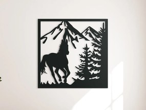 drevko Drevený obraz Cválajúci kôň Rozmer obrazu: 32,5 x 32,5 cm, Farba dekorácie: Čierna